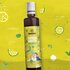 Illustration featuring the SONNENTOR bergamot syrup bottle, depicting a mermaid and bergamot fruits against a yellow-green background.